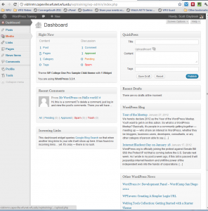 WP Editor's view of the Dashboard